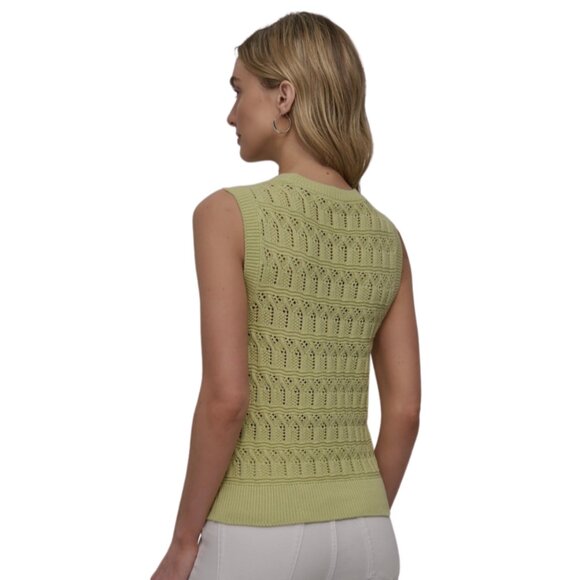 Brand New Women's Sleeveless Lacey Stitch Crew Neck Vest - Picture 2 of 5